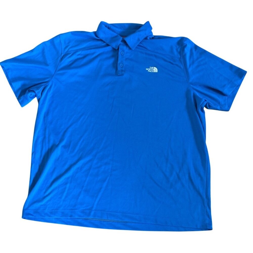 North Face Polo Shirt Mens XL  Blue  Performance Fabric Lightweight Collar Logo